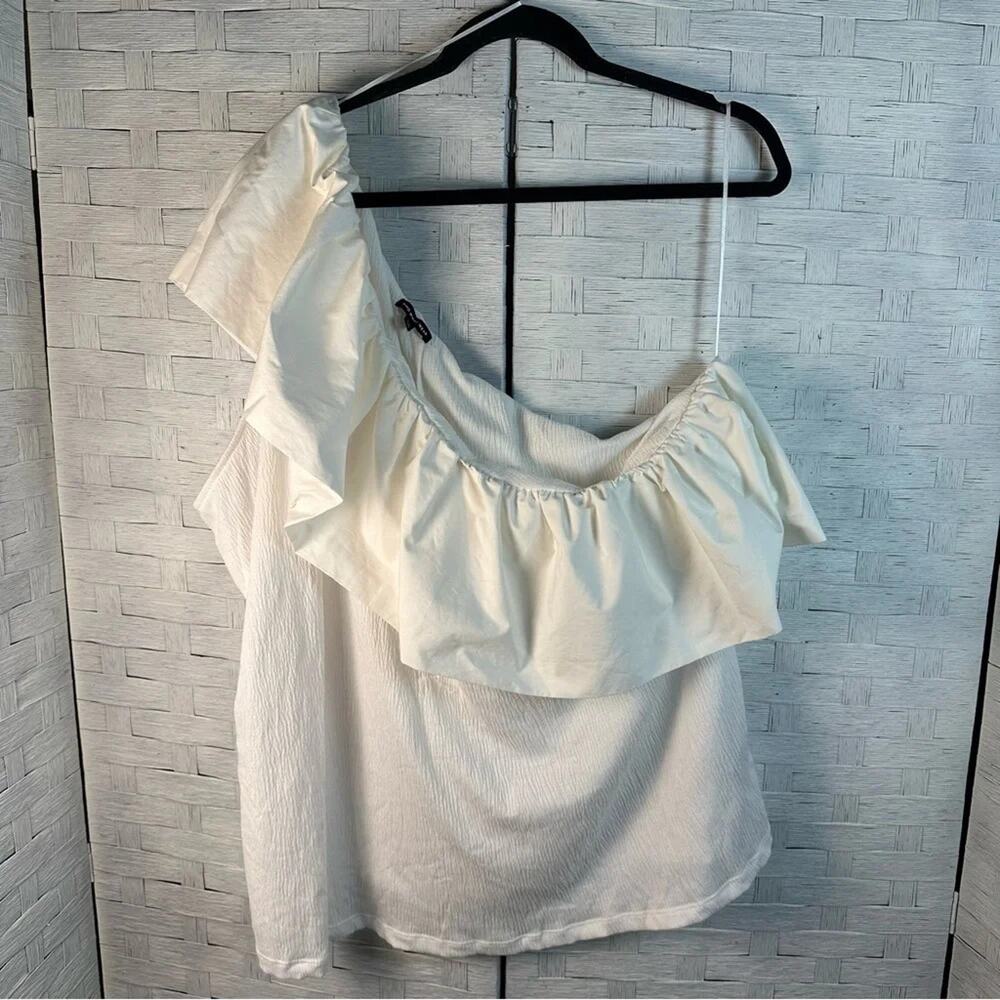 Who what wear one shoulder top! asymmetrical, ruffle, blouse sleeveless feminine